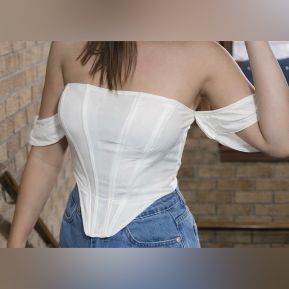 Missguided crepe off the shoulder bardot corset top
